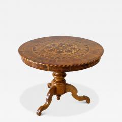 19th Century Biedermeier Round Coffee Table With Marquetry Works AT ca 1860 - 4560394