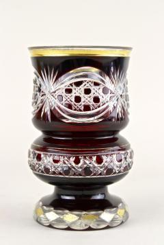 19th Century Biedermeier Ruby Red Overlay Glass Goblet Gilt Parts CZ ca 1840 - 3810316