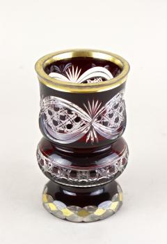 19th Century Biedermeier Ruby Red Overlay Glass Goblet Gilt Parts CZ ca 1840 - 3810321