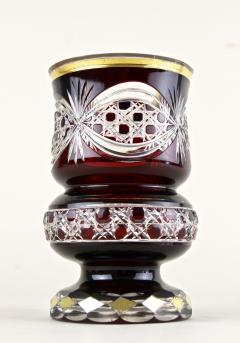 19th Century Biedermeier Ruby Red Overlay Glass Goblet Gilt Parts CZ ca 1840 - 3810322