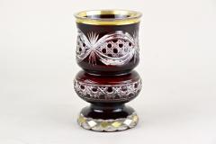 19th Century Biedermeier Ruby Red Overlay Glass Goblet Gilt Parts CZ ca 1840 - 3810324