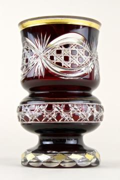 19th Century Biedermeier Ruby Red Overlay Glass Goblet Gilt Parts CZ ca 1840 - 3810325