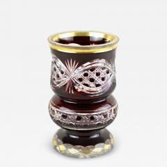 19th Century Biedermeier Ruby Red Overlay Glass Goblet Gilt Parts CZ ca 1840 - 3813583