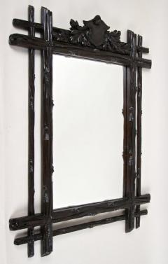 19th Century Black Forest Rustic Mirror with Coat of Arms Carving AT ca 1880 - 4310765