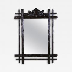 19th Century Black Forest Rustic Mirror with Coat of Arms Carving AT ca 1880 - 4311052