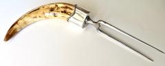 19th Century Boar s Tusk Serving Fork with Sterling Silver Shoulder - 3046605