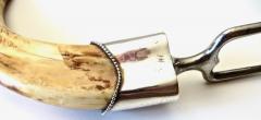 19th Century Boar s Tusk Serving Fork with Sterling Silver Shoulder - 3046617