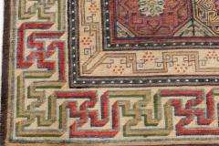 19th Century Bold Chinese Silk Rug in Red Black Beige and Brown - 2460867