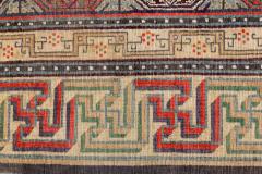 19th Century Bold Chinese Silk Rug in Red Black Beige and Brown - 2460870