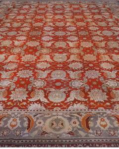 19th Century Bold Turkish Hereke Red Gray Handwoven Wool Carpet - 2464621