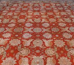 19th Century Bold Turkish Hereke Red Gray Handwoven Wool Carpet - 2464623