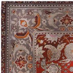 19th Century Bold Turkish Hereke Red Gray Handwoven Wool Carpet - 2464625