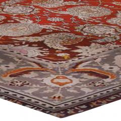 19th Century Bold Turkish Hereke Red Gray Handwoven Wool Carpet - 2464626