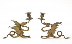 19th Century Bronze Griffin Candlesticks - 2614901