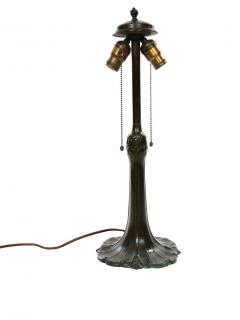 19th Century Bronze Painted Glass Shade Table Lamp - 2825827