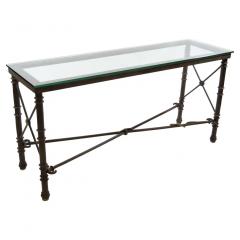 19th Century Bronze Wrought Iron Glass Top Console Table - 2786384
