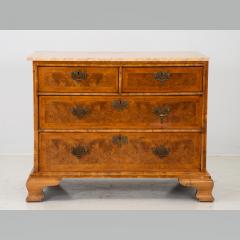 19th Century Burl Wood Chest of Drawers with Marble Top - 2272910