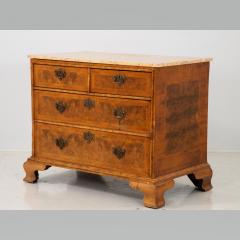 19th Century Burl Wood Chest of Drawers with Marble Top - 2272911