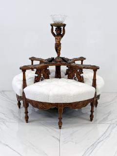 19th Century Carved Conversation Borne Settee T te t te - 3650037