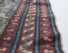 19th Century Caucasian Red Brown Black Authentic Blue Handwoven Wool Rug - 2457441