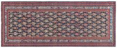 19th Century Caucasian Red Brown Black Authentic Blue Handwoven Wool Rug - 3876114