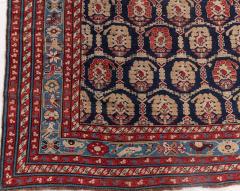 19th Century Caucasian Red Brown Black Authentic Blue Handwoven Wool Rug - 3876130