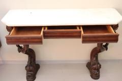 19th Century Charles X Carved Wood Console Table with White Marble Top - 3039565