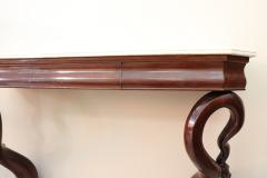 19th Century Charles X Carved Wood Console Table with White Marble Top - 3039566