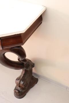 19th Century Charles X Carved Wood Console Table with White Marble Top - 3039570