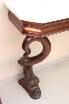 19th Century Charles X Carved Wood Console Table with White Marble Top - 3039572