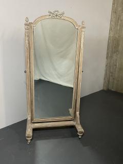 19th Century Cheval Floor Mirror Louis XVI Whitewashed Standing Mirror - 2958549