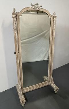 19th Century Cheval Floor Mirror Louis XVI Whitewashed Standing Mirror - 2958550