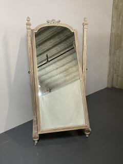 19th Century Cheval Floor Mirror Louis XVI Whitewashed Standing Mirror - 2958552