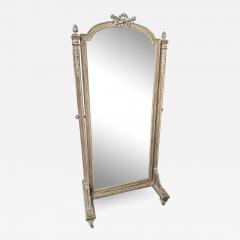 19th Century Cheval Floor Mirror Louis XVI Whitewashed Standing Mirror - 2963624