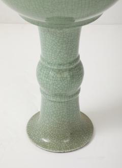 19th Century Chinese Celadon Crackle Glaze Birdbath - 4175594