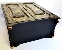 19th Century Chinese Export Table Top Black Lacquer Jewelry Valuables Cabinet - 3913279