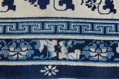 19th Century Chinese Indigo Blue and White Handmade Wool Rug - 2457403