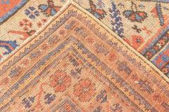 19th Century Crab Design Red Orange Beige and Blue Handwoven Wool Carpet - 2457342