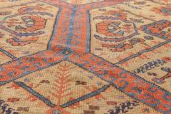 19th Century Crab Design Red Orange Beige and Blue Handwoven Wool Carpet - 2457343