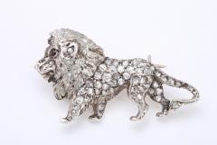 19th Century Diamond Lion Brooch in Platinum - 85574