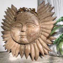 19th Century Double Sided Carved Wooden Sun - 3032237
