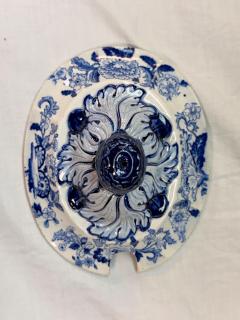 19th Century Dresden Opaque China Blue White Soup Tureen Staffordshire - 4549122