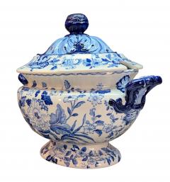 19th Century Dresden Opaque China Blue White Soup Tureen Staffordshire - 4549127