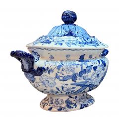 19th Century Dresden Opaque China Blue White Soup Tureen Staffordshire - 4549130