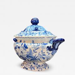 19th Century Dresden Opaque China Blue White Soup Tureen Staffordshire - 4552620