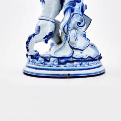 19th Century Dutch Delft Blue White Lion Sculpture Decorative Piece - 3534905