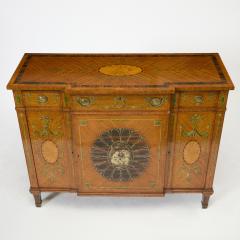 19th Century Edwardian Calamander Tulipwood Inlaid Painted Satinwood Sideboard - 4462261