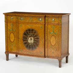 19th Century Edwardian Calamander Tulipwood Inlaid Painted Satinwood Sideboard - 4462267