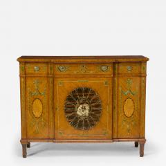 19th Century Edwardian Calamander Tulipwood Inlaid Painted Satinwood Sideboard - 4464295