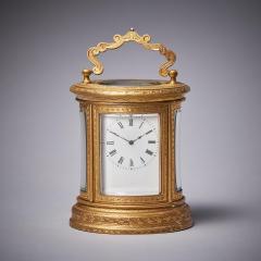 19th Century Eight Day Miniature Gilt Brass Carriage Clock with Original Case - 3127283